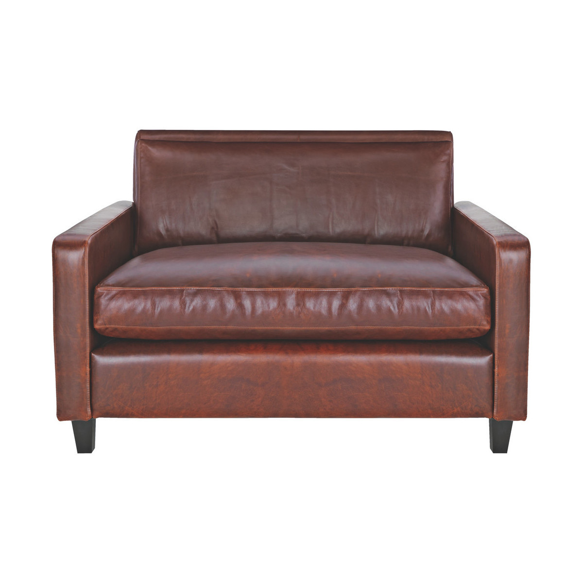 Chester Tan Leather Compact Sofa, Dark Stained Feet, Tan – image 1