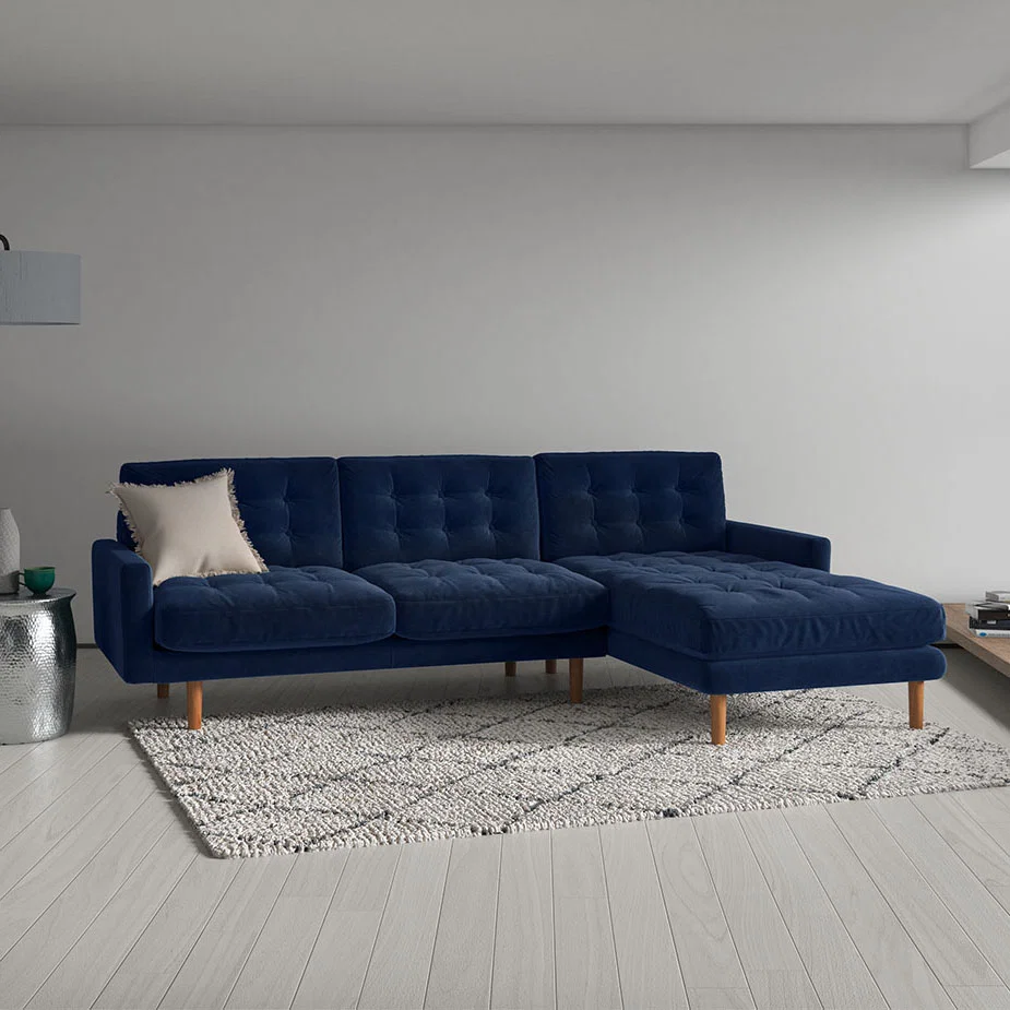 Fenner Teal Blue FaBric Right-Hand 4 Seater Chaise Sofa, Blue – image 7