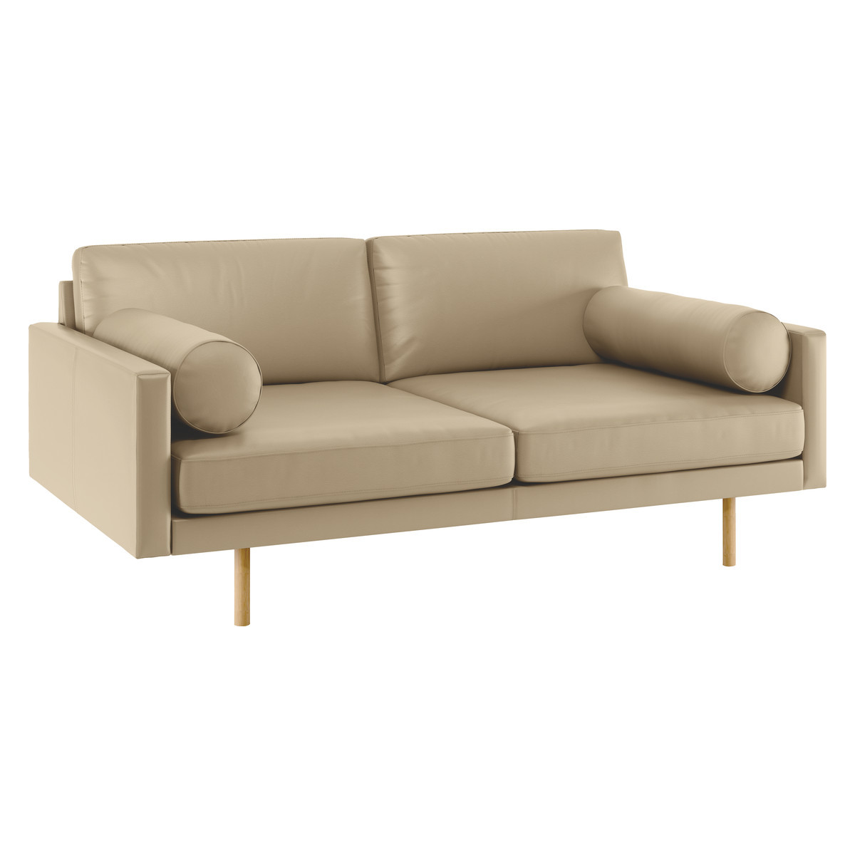 Spencer Stone Leather 2 Seater Sofa, Oak Legs, Stone – image 3