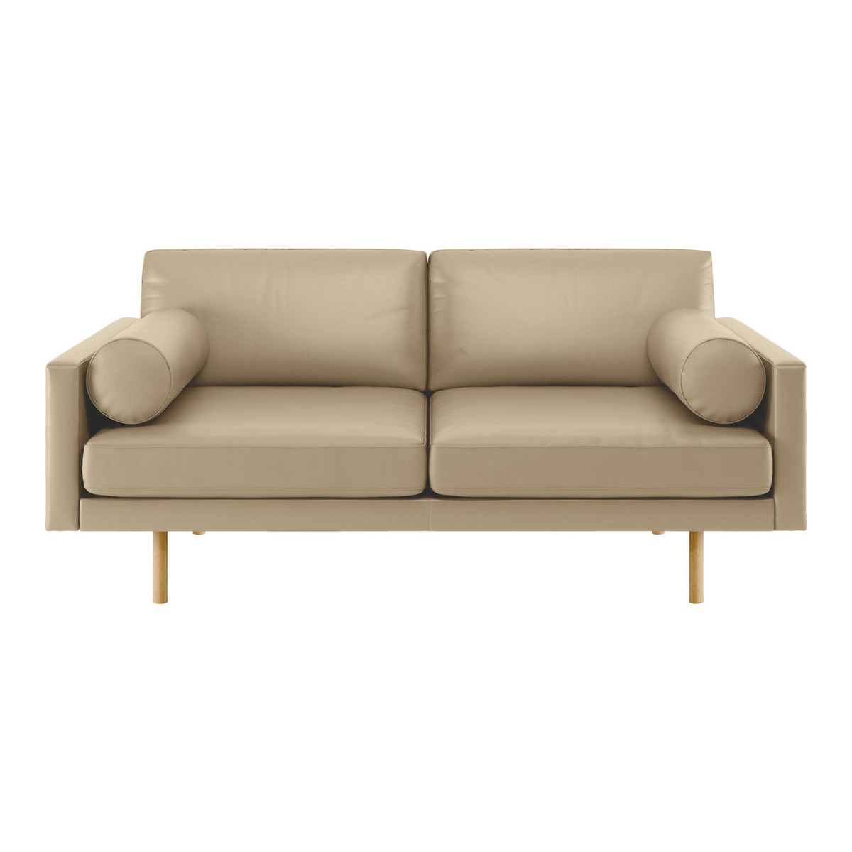 Spencer Stone Leather 2 Seater Sofa, Oak Legs, Stone – image 1