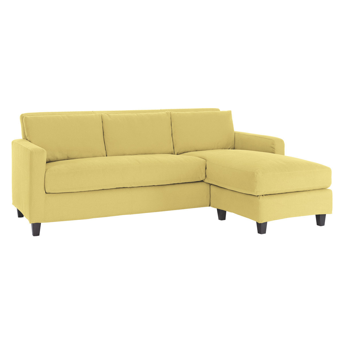 Chester Yellow FaBric 3 Seater Chaise Sofa, Dark Stained Feet, Saffron Yellow – image 3