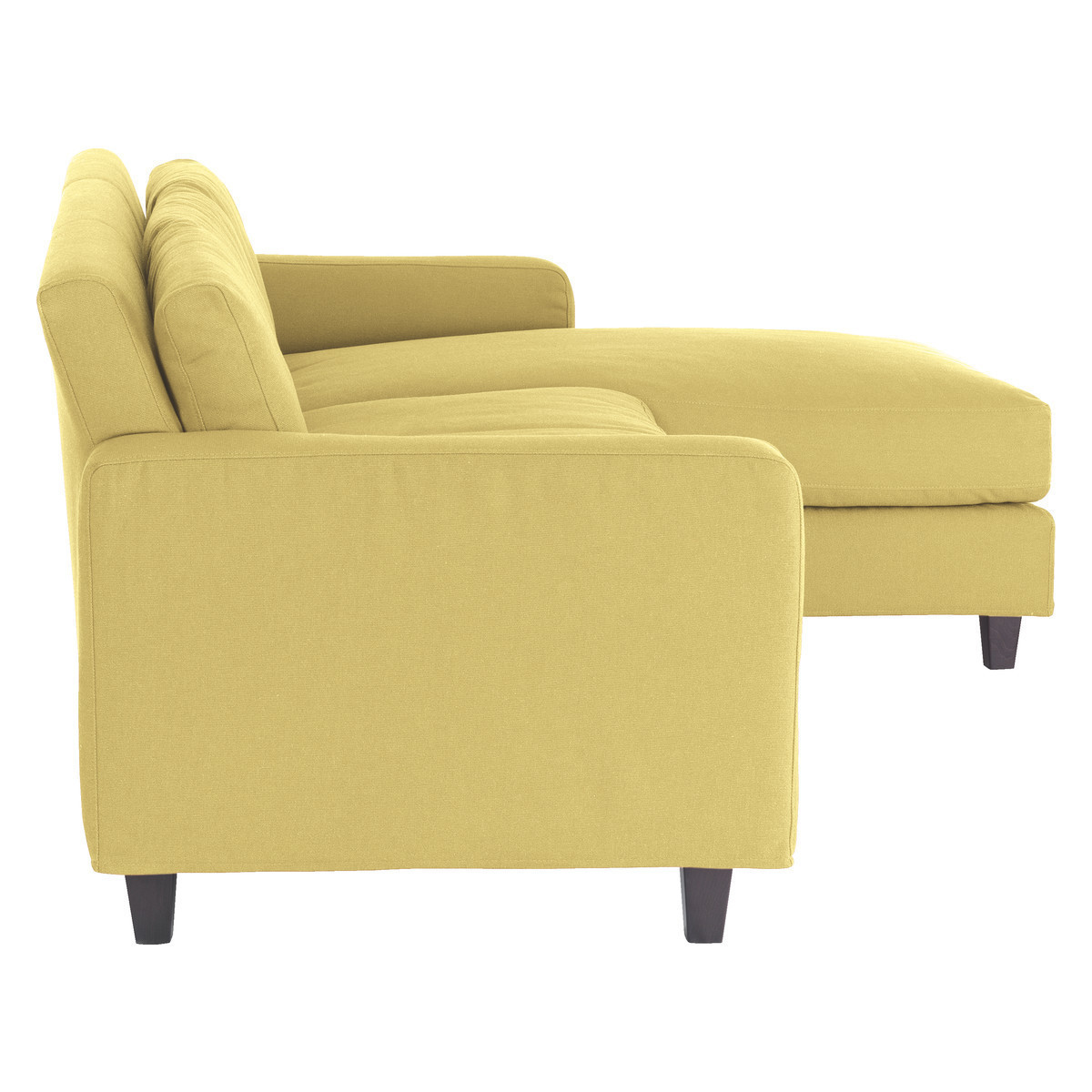 Chester Yellow FaBric 3 Seater Chaise Sofa, Dark Stained Feet, Saffron Yellow – image 4
