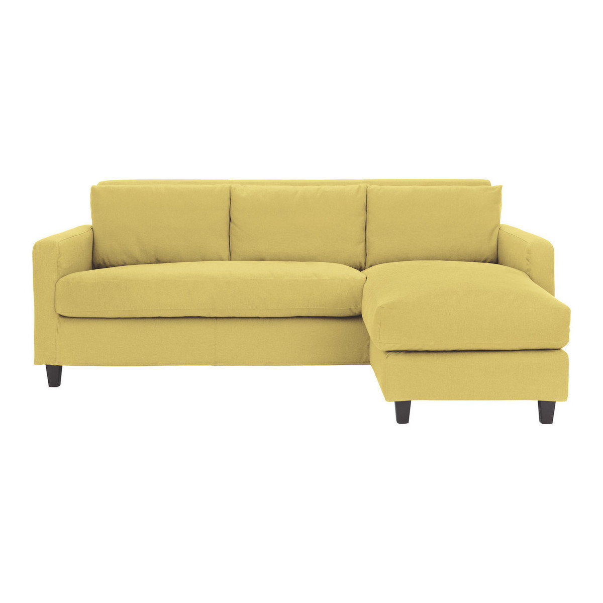 Chester Yellow FaBric 3 Seater Chaise Sofa, Dark Stained Feet, Saffron Yellow – image 1