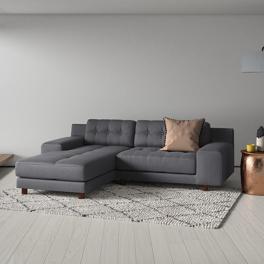 Hendricks Grey Italian Woven Small Left-Hand Chaise Sofa, Grey – image 2