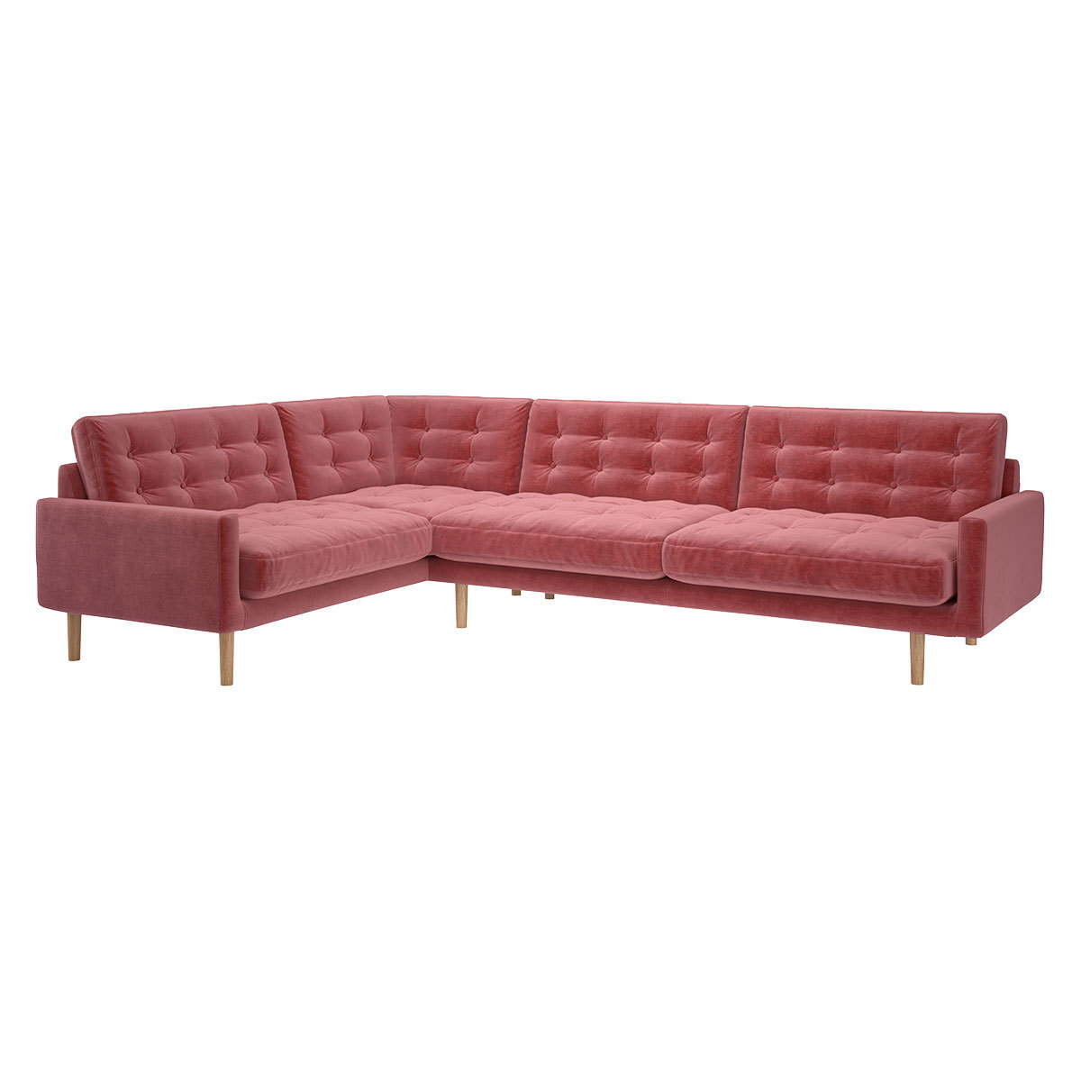 Fenner Dusty Pink Velvet Right-Hand 4 Seater Corner Sofa, Dusty Rose – image 3