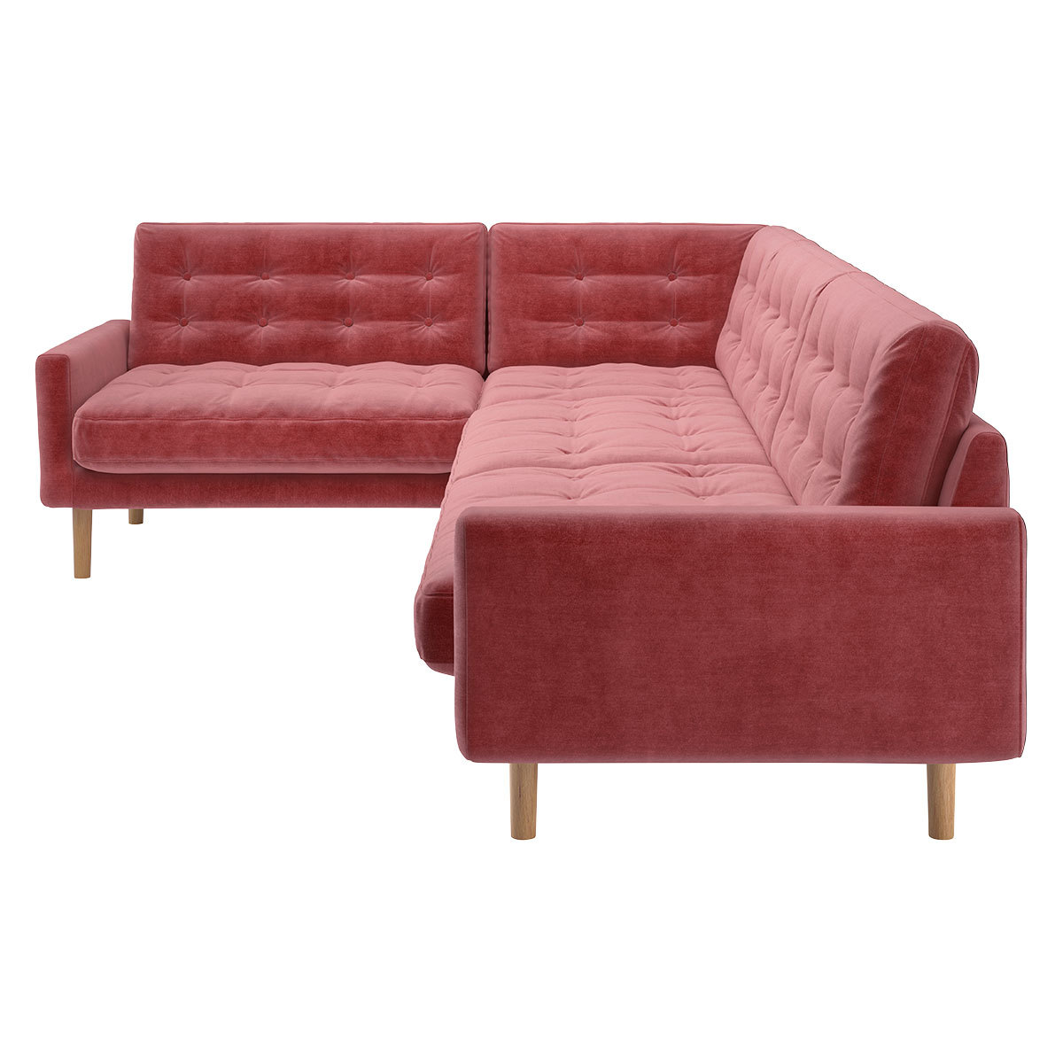 Fenner Dusty Pink Velvet Right-Hand 4 Seater Corner Sofa, Dusty Rose – image 4