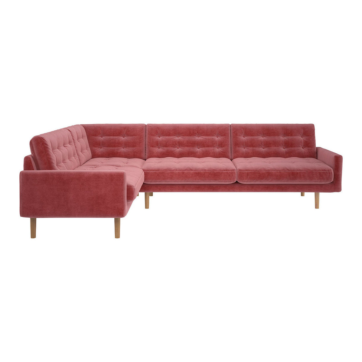 Fenner Dusty Pink Velvet Right-Hand 4 Seater Corner Sofa, Dusty Rose – image 1