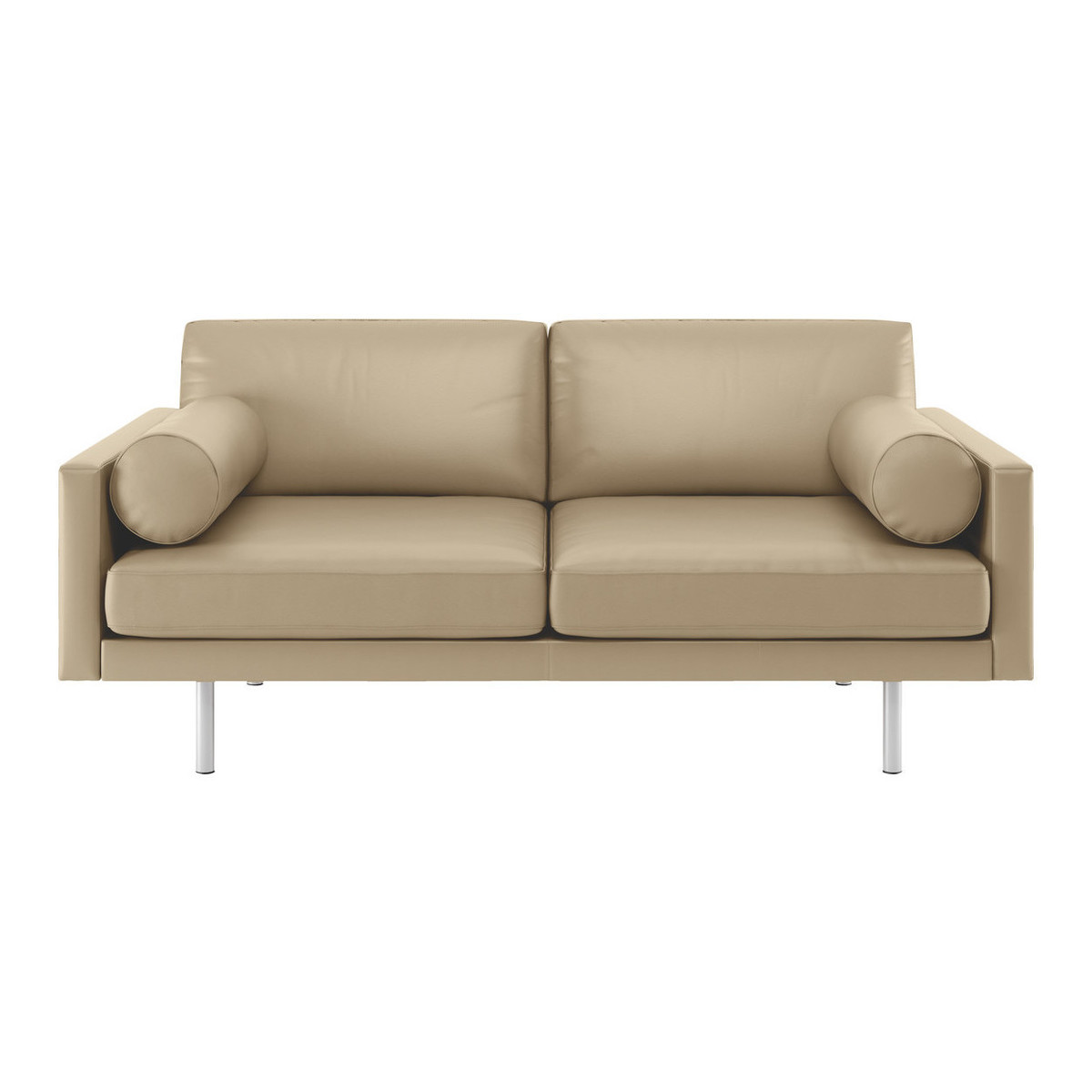 Spencer Stone Leather 2 Seater Sofa, Metal Legs, Stone – image 1