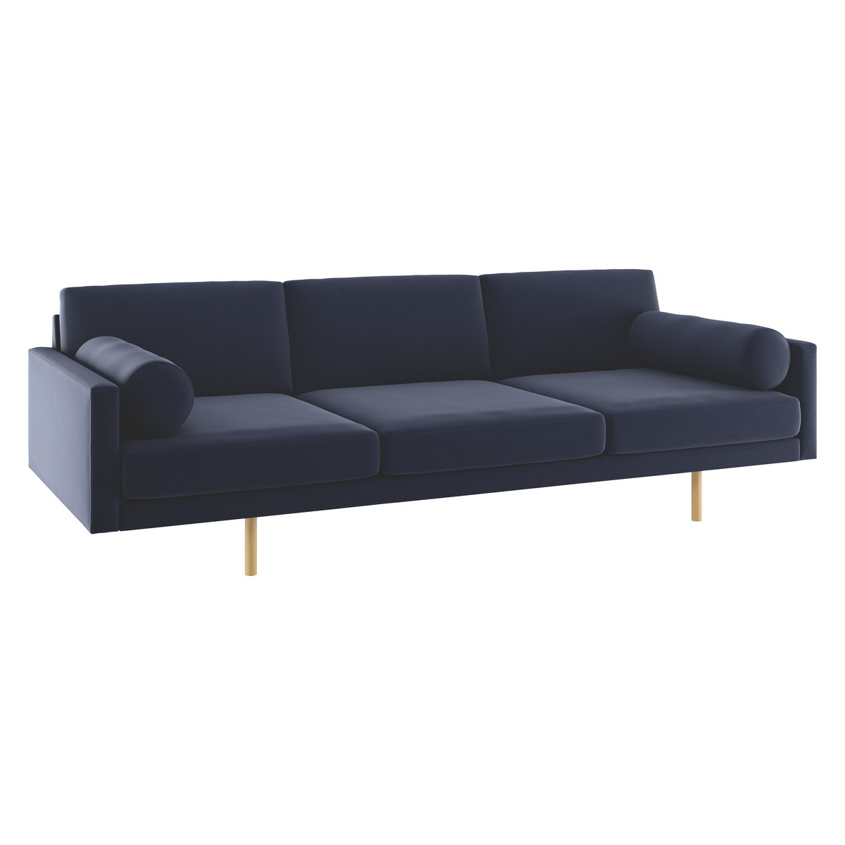 Spencer Navy Blue Velvet 4 Seater Sofa, Oak Legs, Dark Blue – image 3