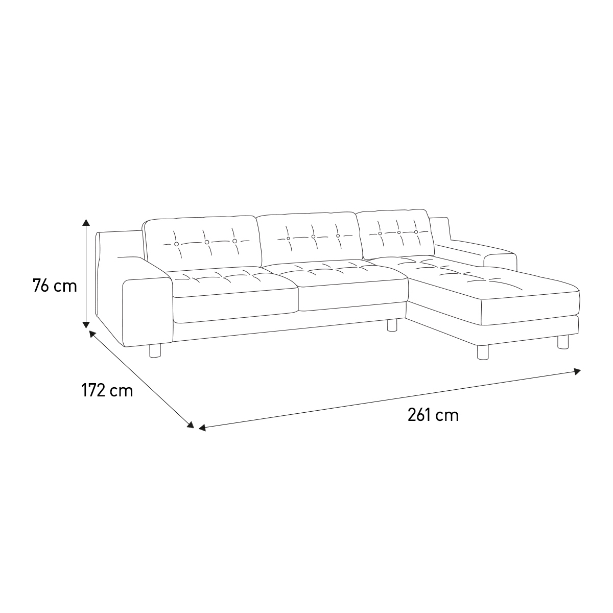 Hendricks 4 Seat Ink Blue Right Hand Chaise Sofa, Blue – image 7