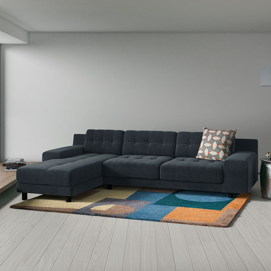 Hendricks 4 Seat Ink Blue Right Hand Chaise Sofa, Blue – image 8