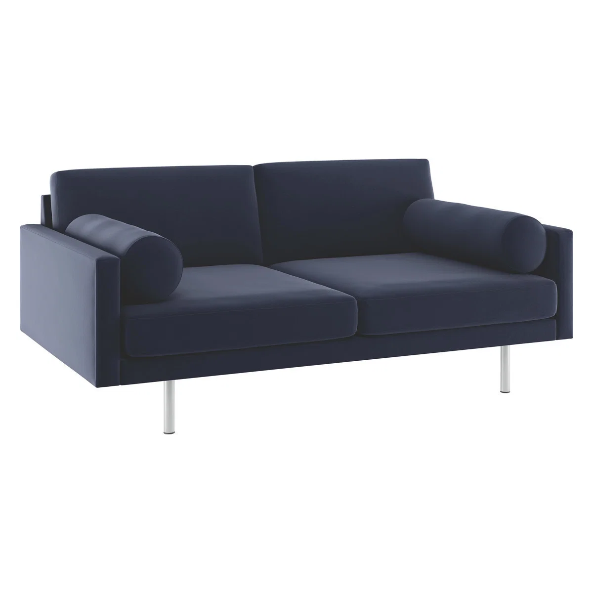 Spencer Navy Blue Velvet 2 Seater Sofa Metal Legs, Dark Blue – image 3