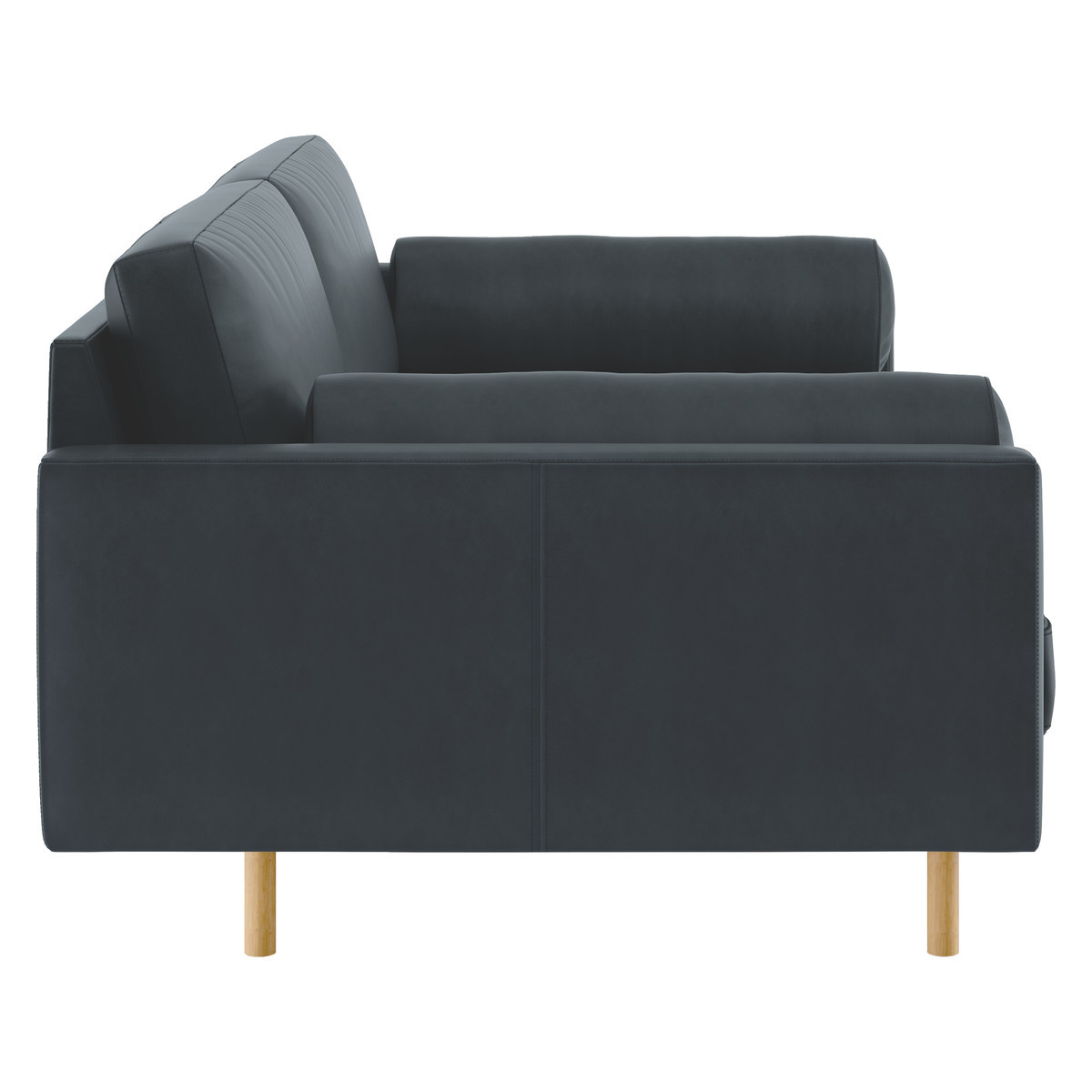 Spencer Dark Grey Luxury Leather 3 Seater Sofa, Oak Legs, Grey – image 4