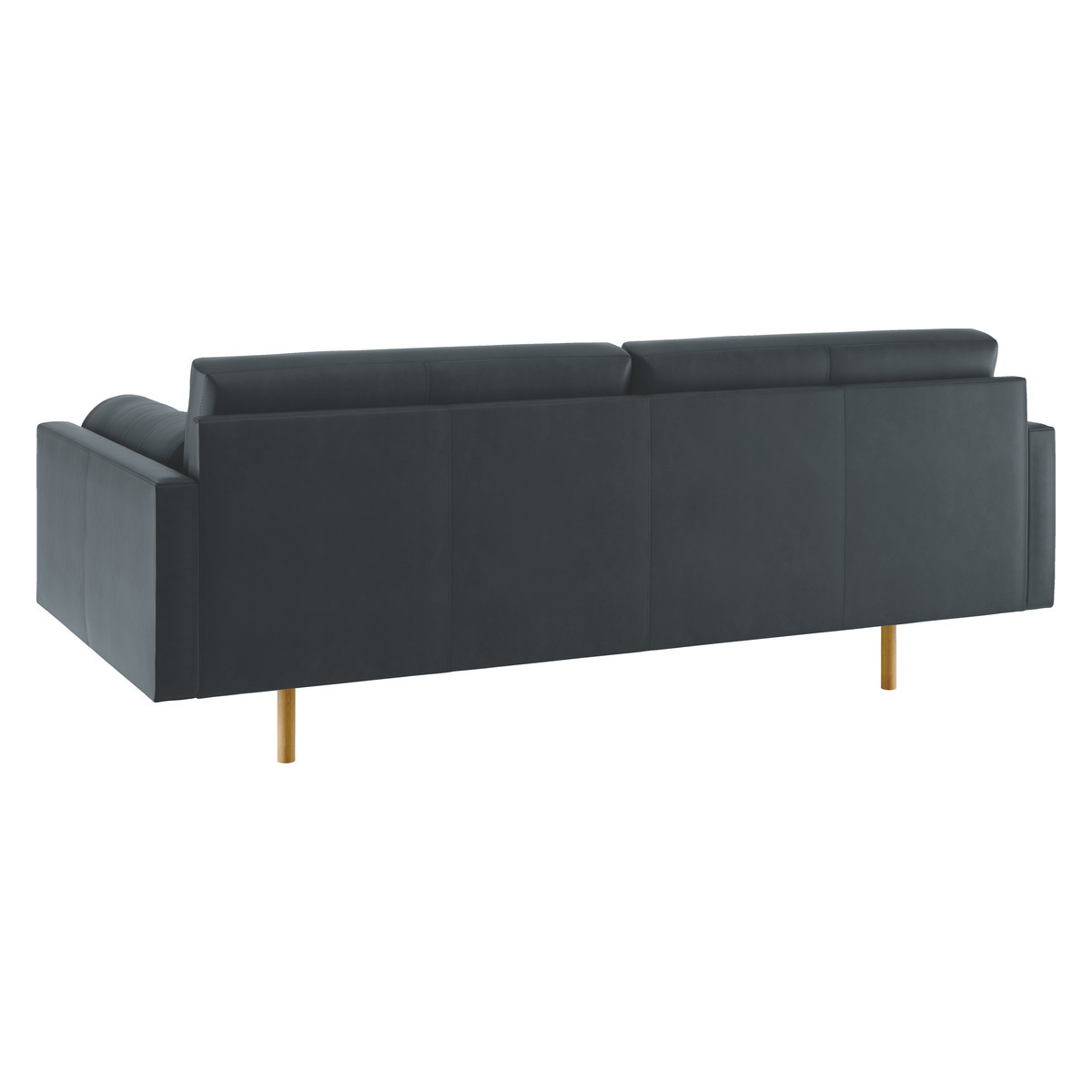 Spencer Dark Grey Luxury Leather 3 Seater Sofa, Oak Legs, Grey – image 5