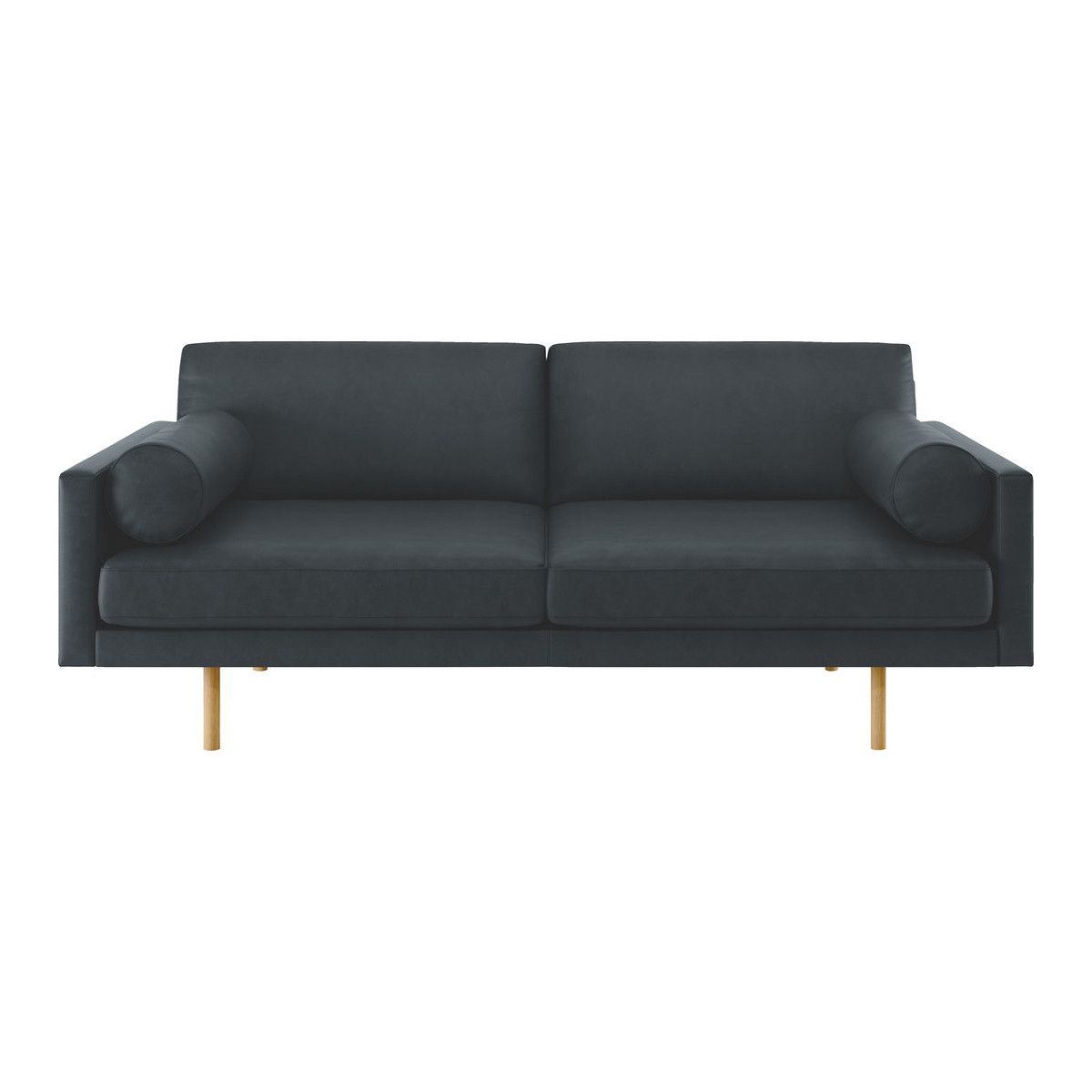 Spencer Dark Grey Luxury Leather 3 Seater Sofa, Oak Legs, Grey – image 1