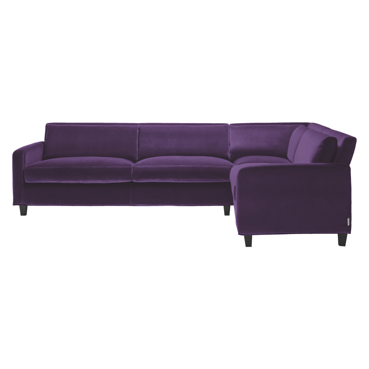 Chester Purple Velvet Left-Arm Corner Sofa, Dark Stained Feet, Purple – image 3