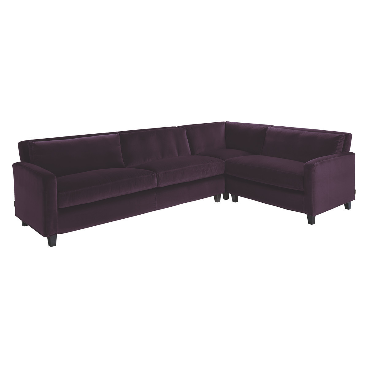 Chester Purple Velvet Left-Arm Corner Sofa, Dark Stained Feet, Purple – image 4