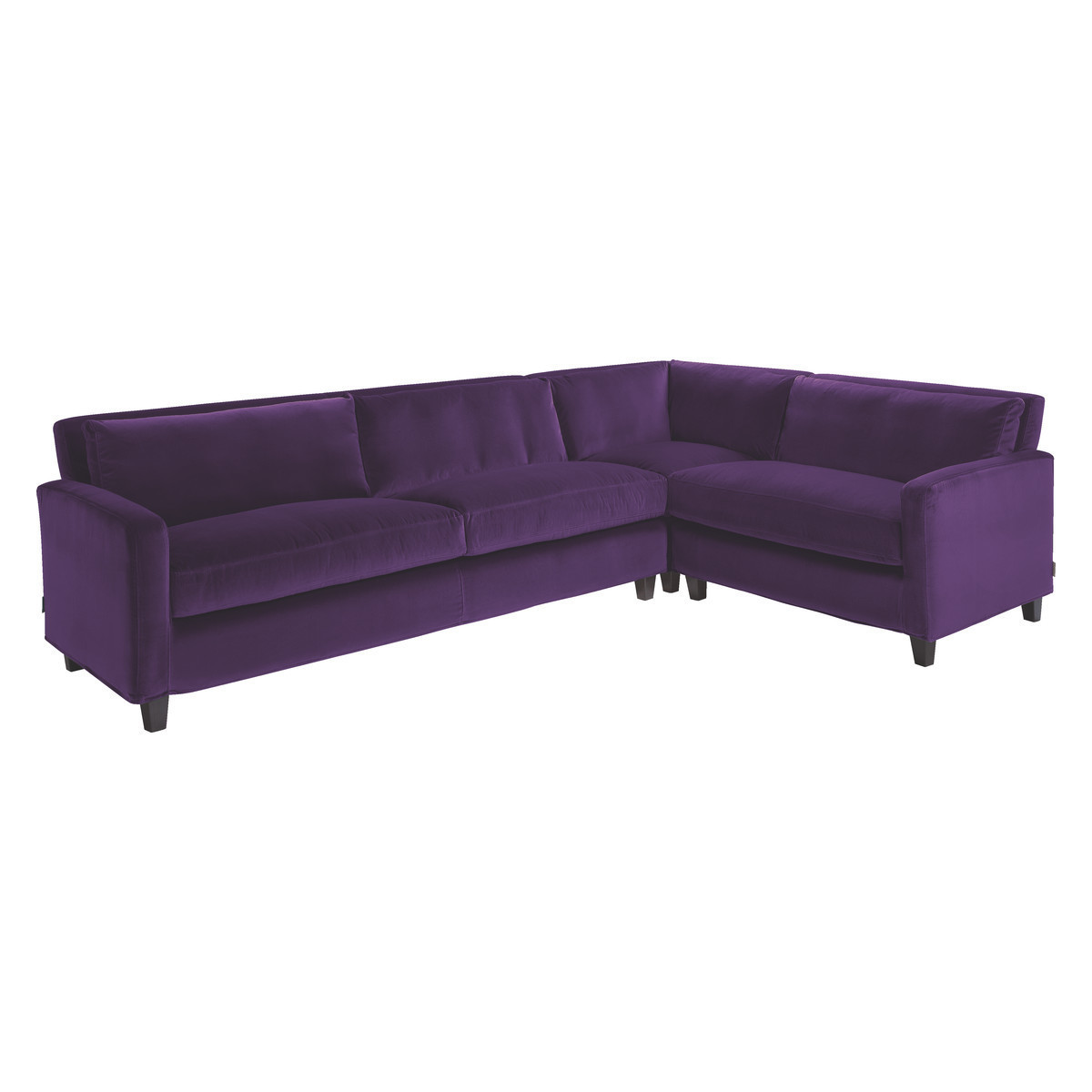 Chester Purple Velvet Left-Arm Corner Sofa, Dark Stained Feet, Purple – image 5