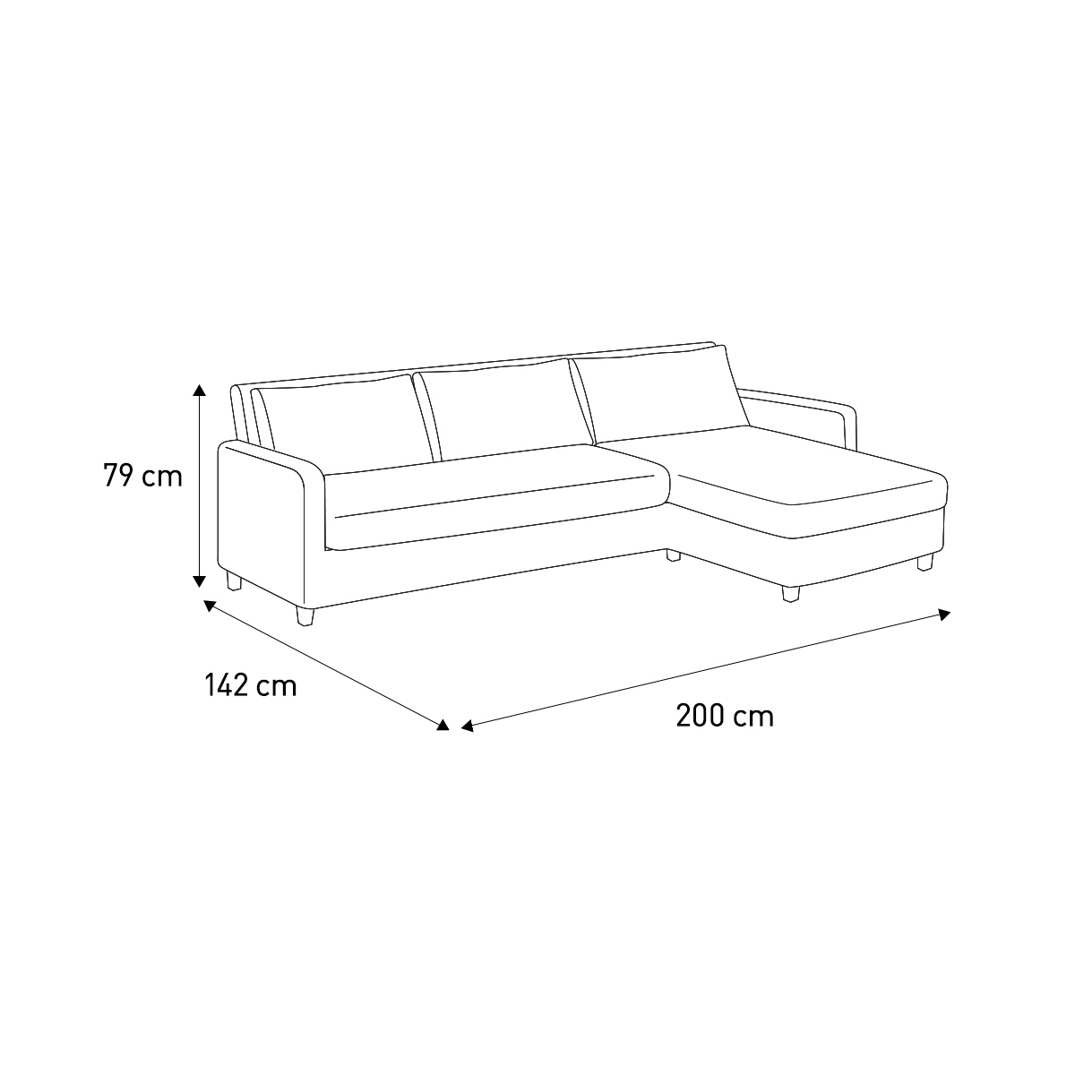 Chester Yellow FaBric 3 Seater Chaise Sofa, Oak Stained Feet, Saffron Yellow – image 7