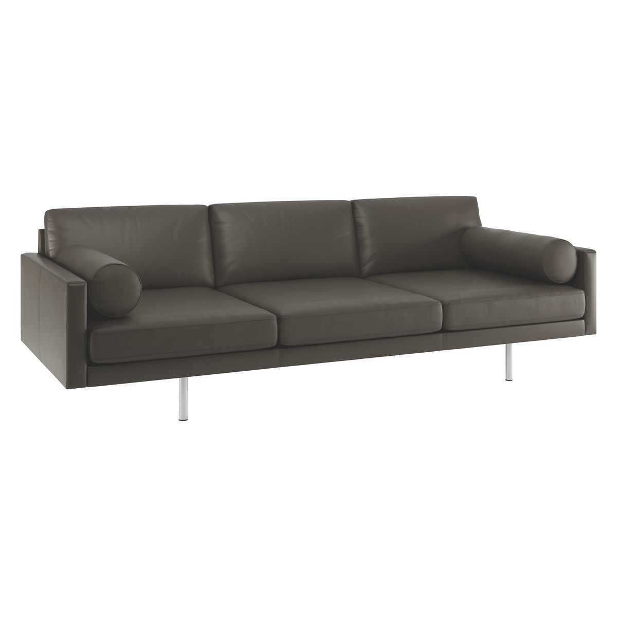 Spencer Grey Leather 4 Seater Sofa, Metal Legs, Grey – image 3