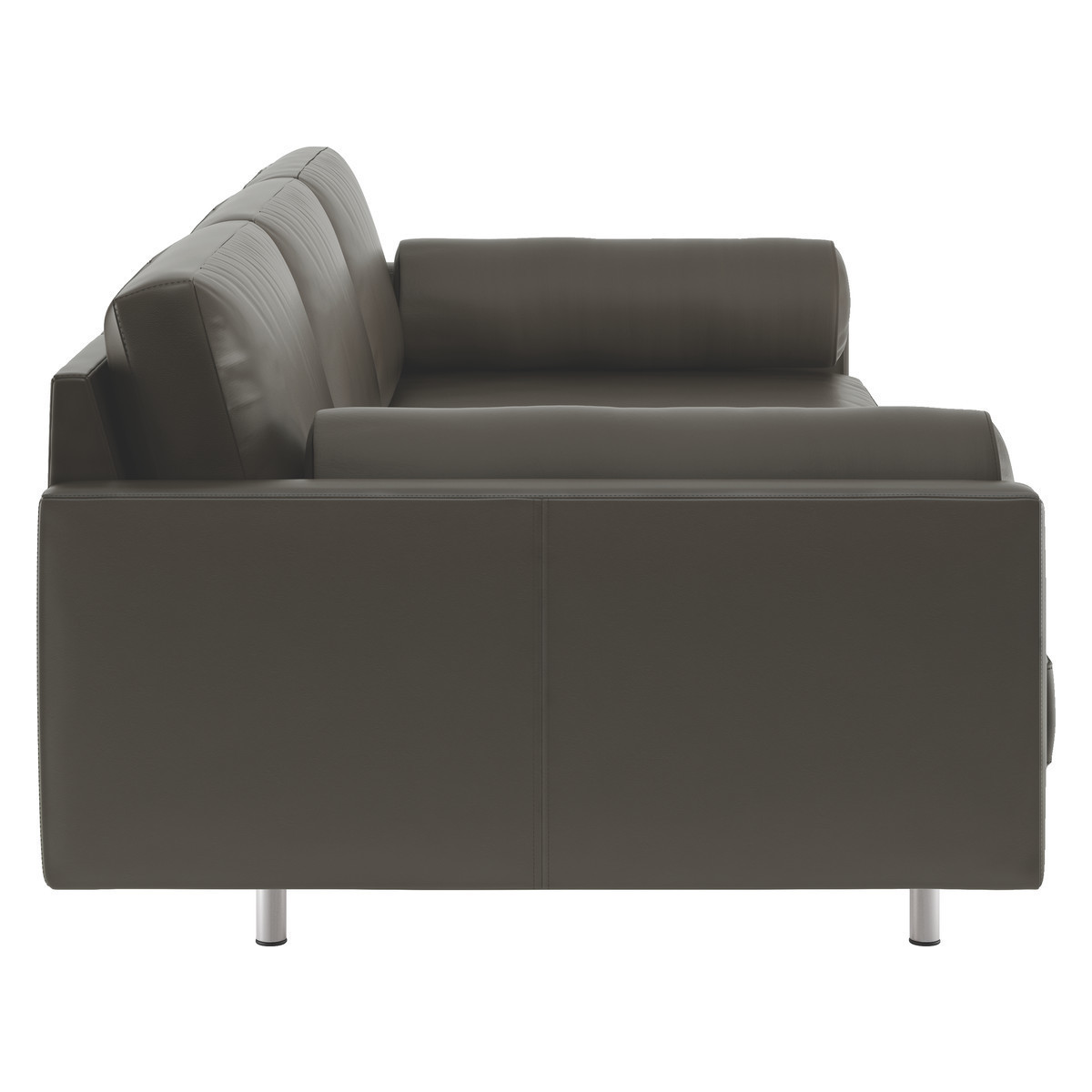 Spencer Grey Leather 4 Seater Sofa, Metal Legs, Grey – image 4