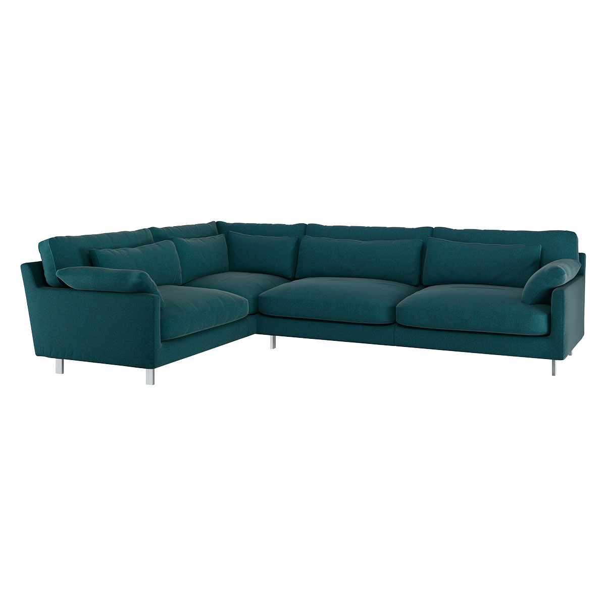 Cuscino Teal Green Wool Tweed Right-Arm Corner Sofa, Green – image 3
