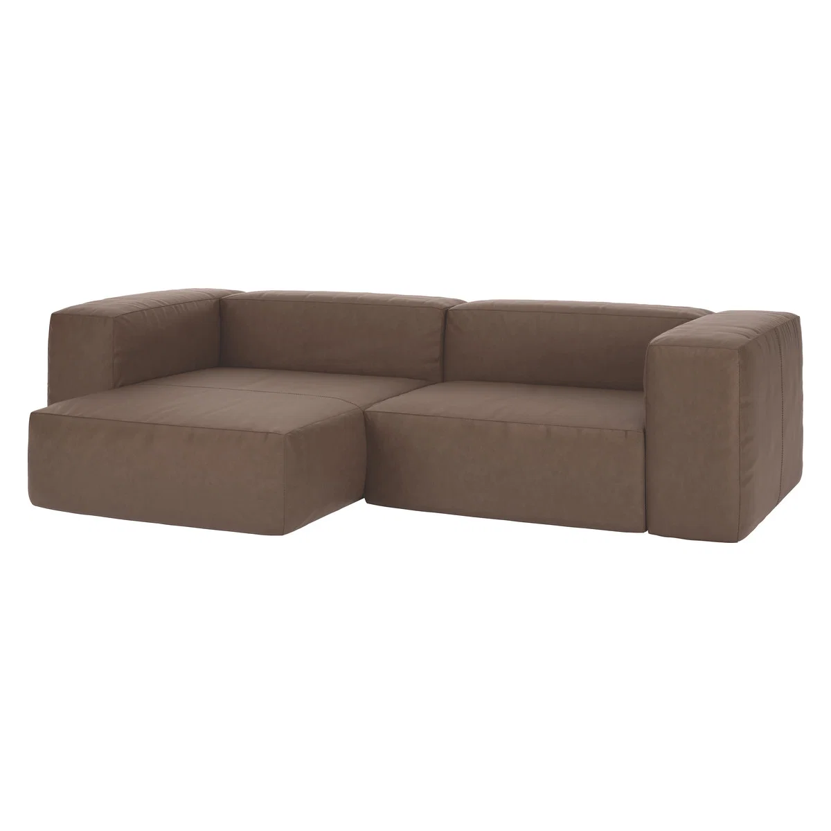 Opollo Light Brown Luxury Leather Small Left Arm Chaise Sofa, Light Brown – image 3