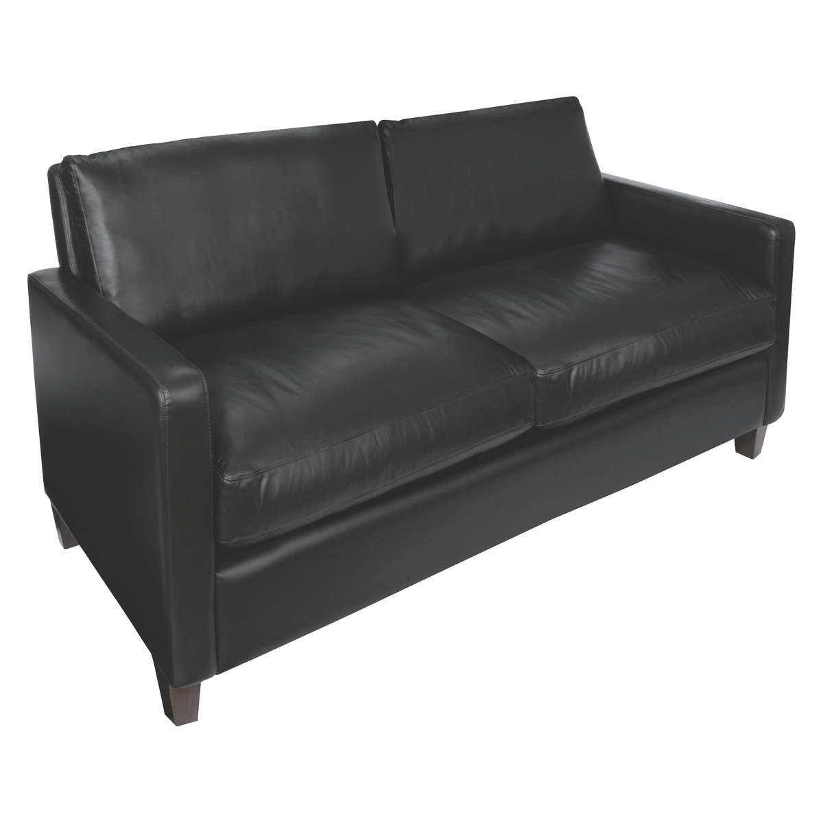 Chester Black Leather 2 Seater Sofa, Dark Feet, Black – image 4