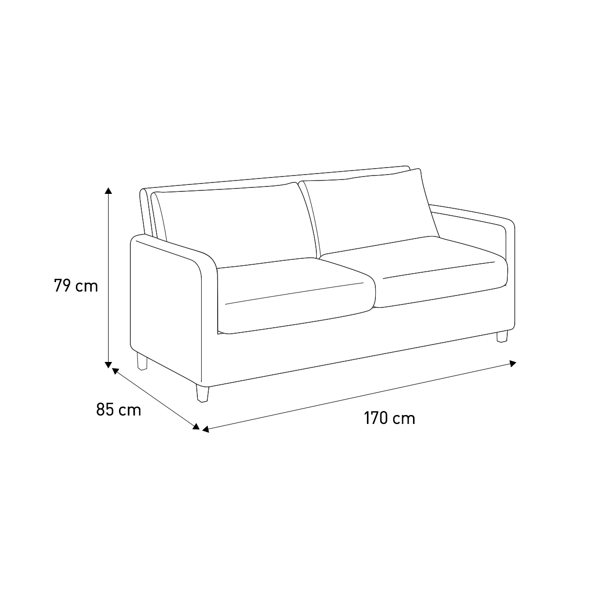 Chester Black Leather 2 Seater Sofa, Dark Feet, Black – image 6