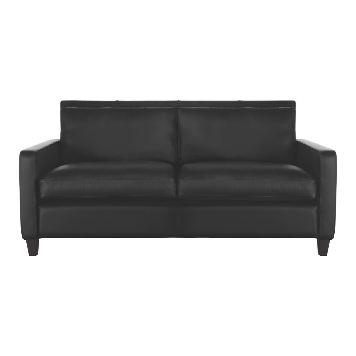 Chester Black Leather 2 Seater Sofa, Dark Feet, Black – image 1