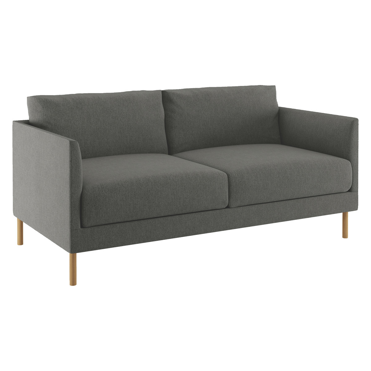 Hyde Charcoal Grey FaBric 2 Seater Sofa, Wooden Legs, Charcoal – image 3