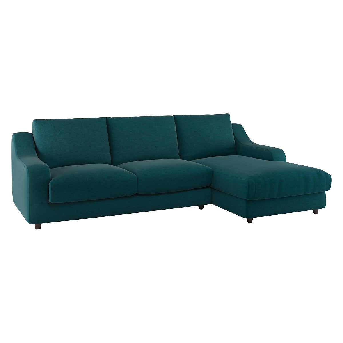 Slope Teal Green Wool Tweed Right Arm Chaise Sofa, Green – image 3