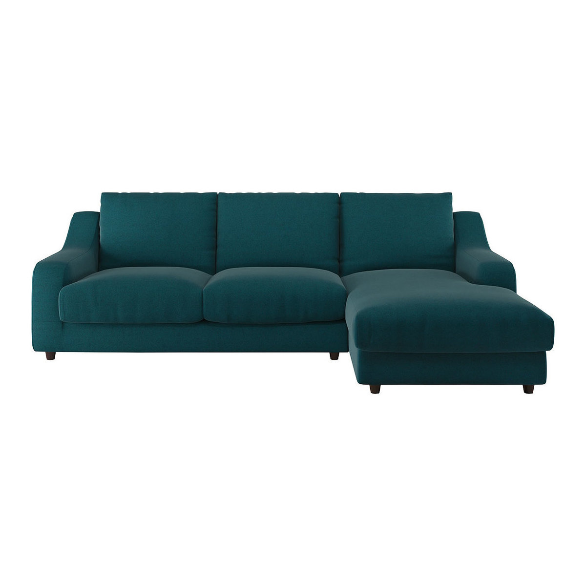 Slope Teal Green Wool Tweed Right Arm Chaise Sofa, Green – image 1