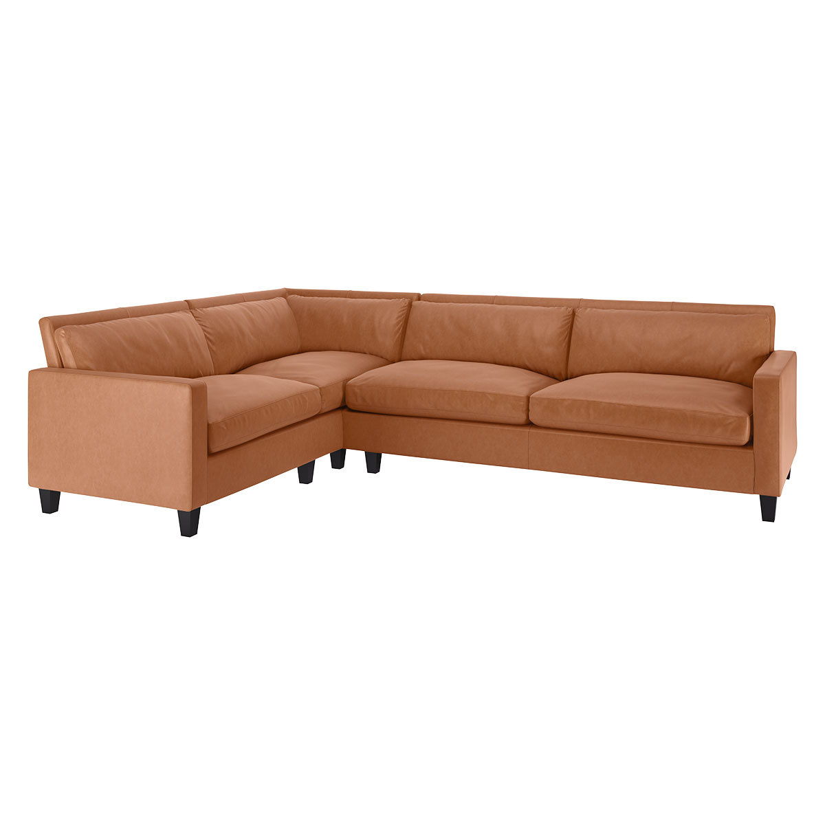 Chester Tan Luxury Leather Right-Arm Corner Sofa, Dark Feet, Tan – image 4
