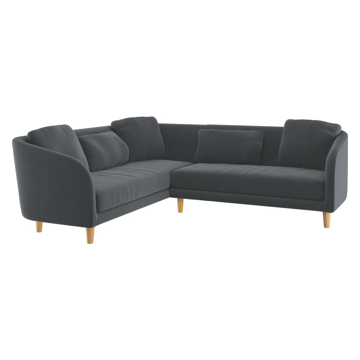 Colby Grey Velvet Right Arm Corner Sofa, Grey – image 3