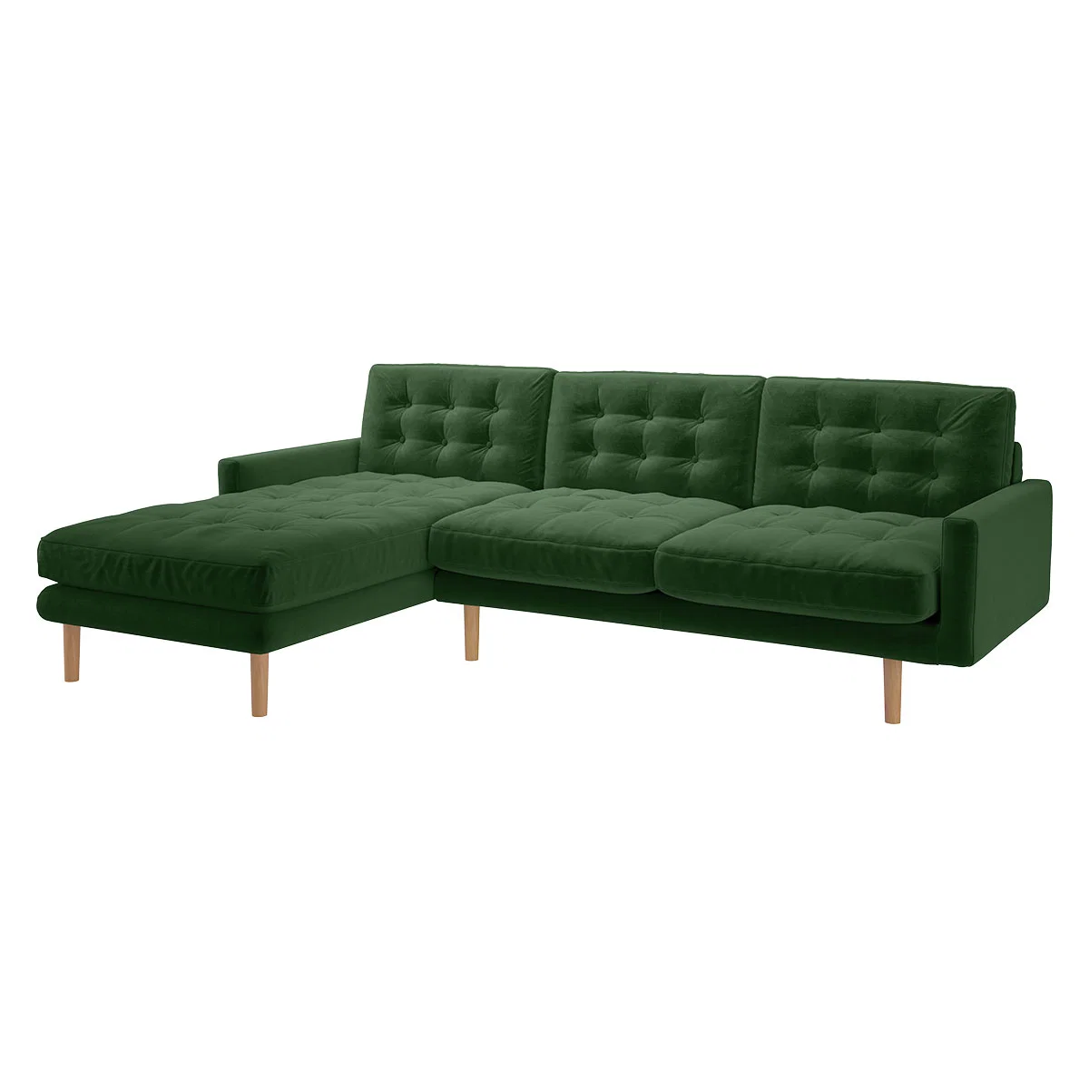 Fenner Moss Green Velvet Left-Hand 4 Seater Chaise Sofa, Moss Green – image 3