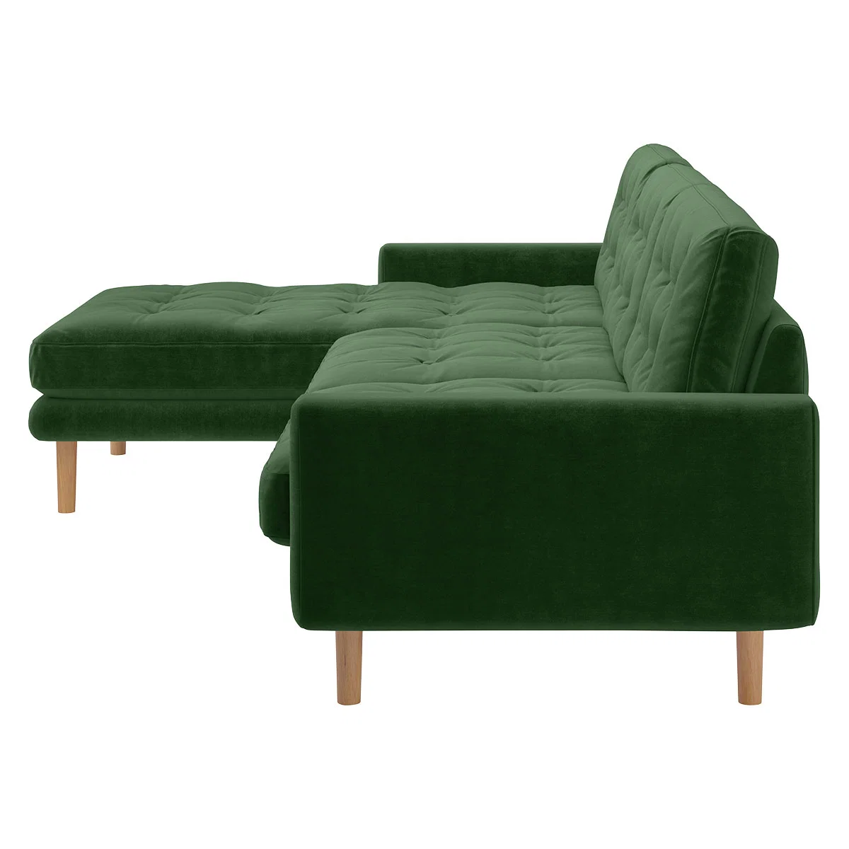 Fenner Moss Green Velvet Left-Hand 4 Seater Chaise Sofa, Moss Green – image 4
