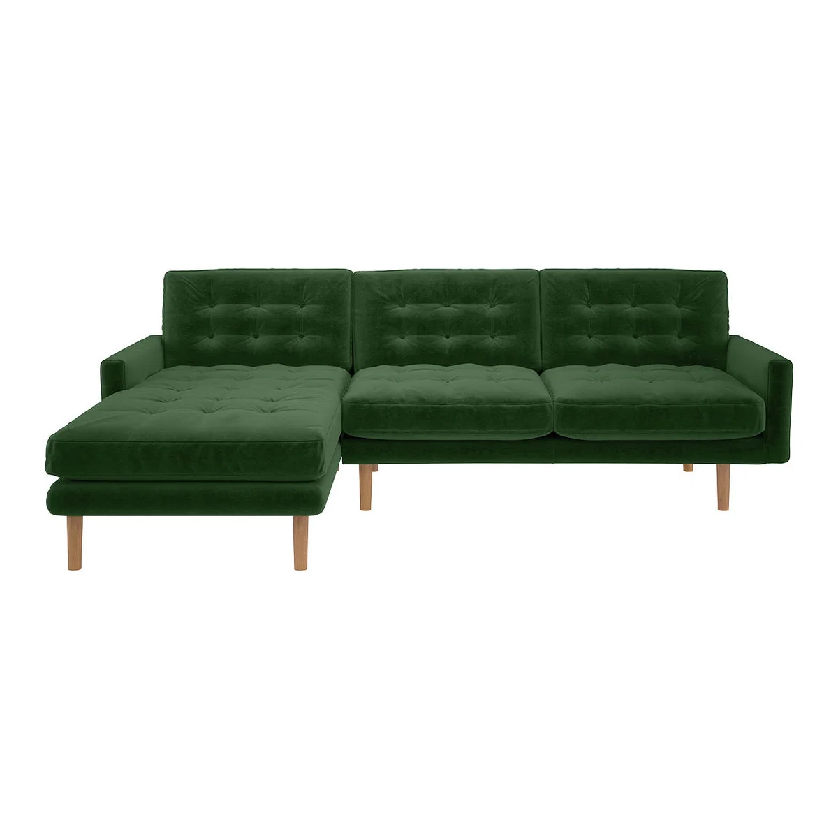 Fenner Moss Green Velvet Left-Hand 4 Seater Chaise Sofa, Moss Green – image 1