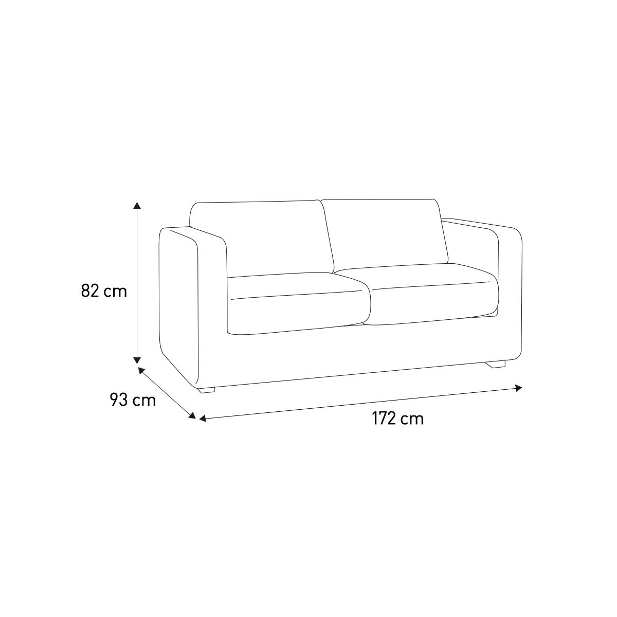 Porto Grey FaBric 2 Seater Sofa, Wooden Feet, Grey – image 6