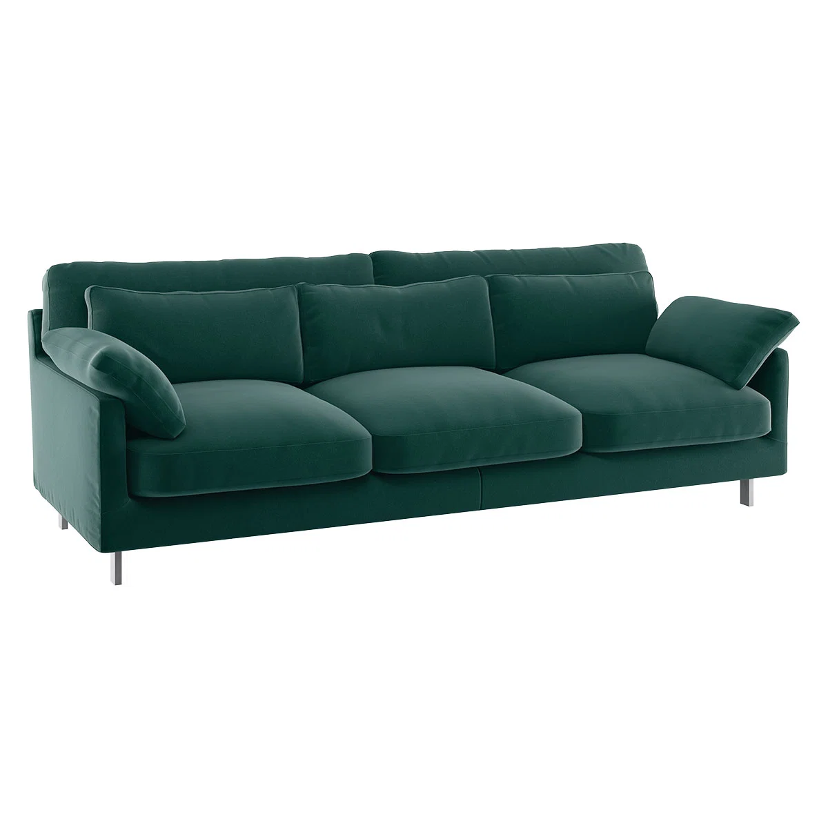 Cuscino Emerald Green Velvet 3 Seater Sofa, Green – image 3