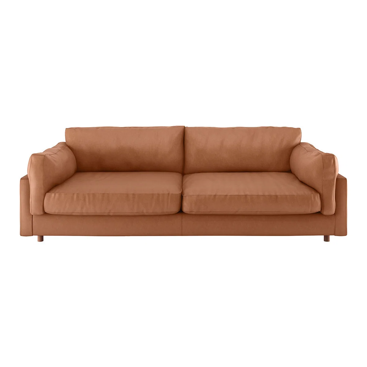 Elkin Tan Leather 4 Seat Sofa, Tan – image 1