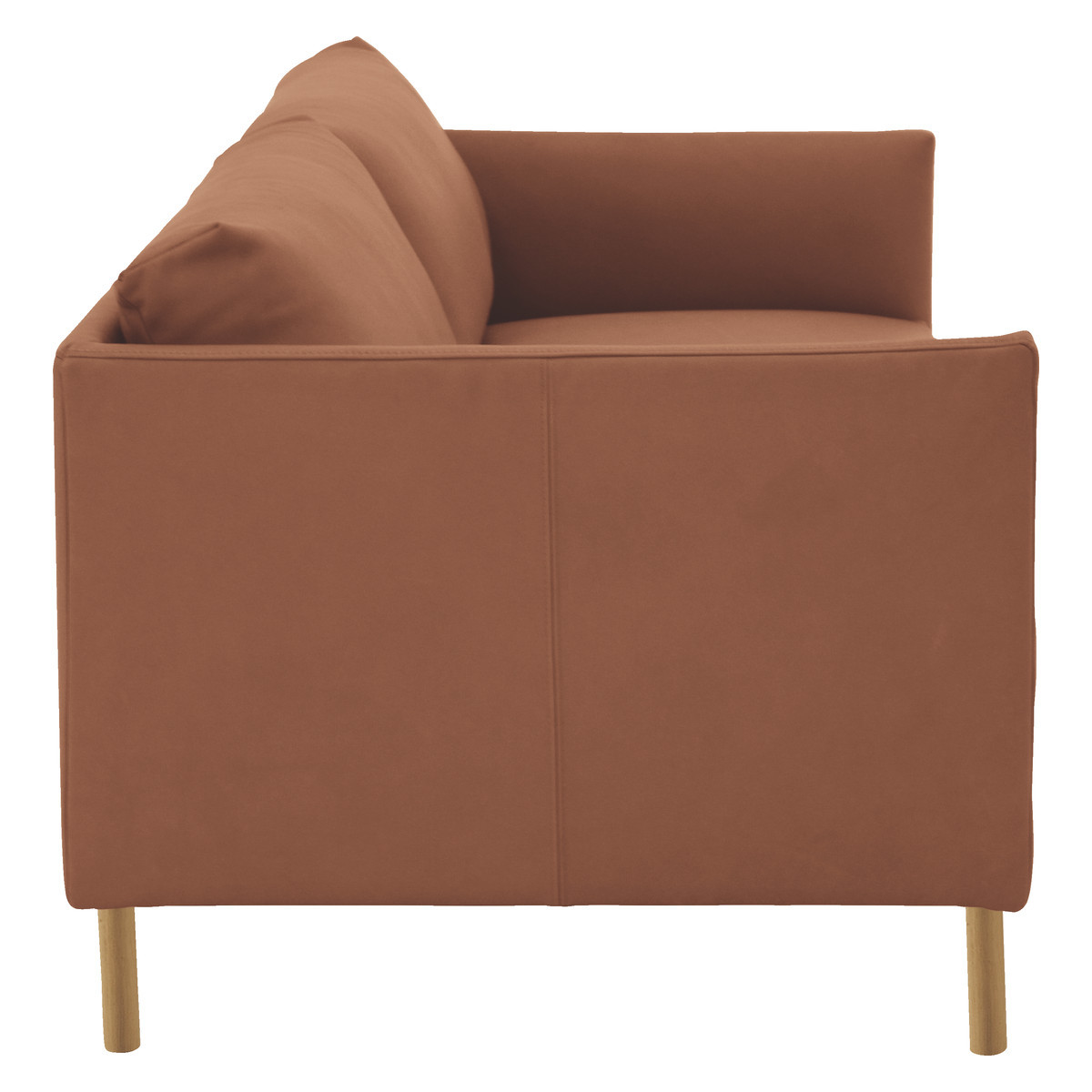 Hyde Tan Premium Leather 3 Seater Sofa, Wooden Leg, Tan – image 4