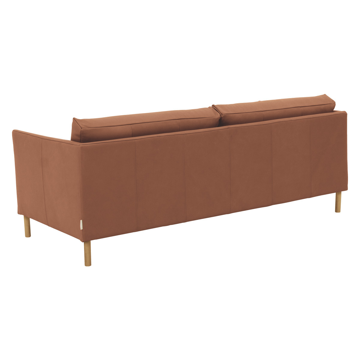 Hyde Tan Premium Leather 3 Seater Sofa, Wooden Leg, Tan – image 5