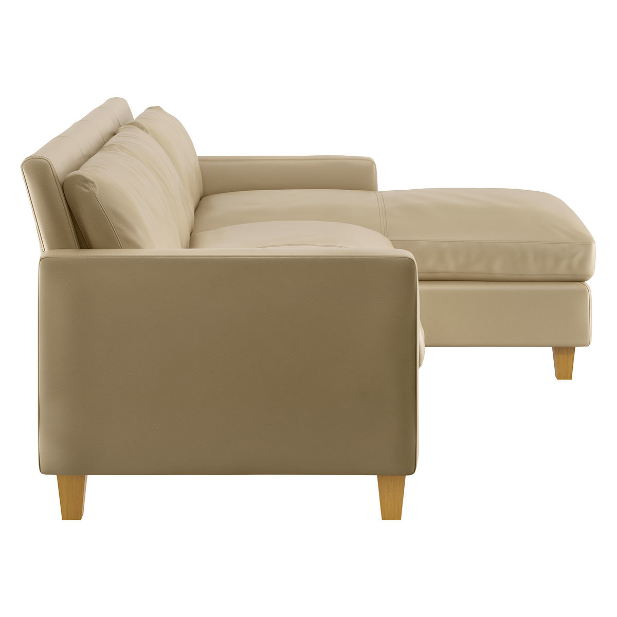 Chester Light Brown Leather 3 Seater Chaise Sofa, Dark Feet, Light Brown – image 3