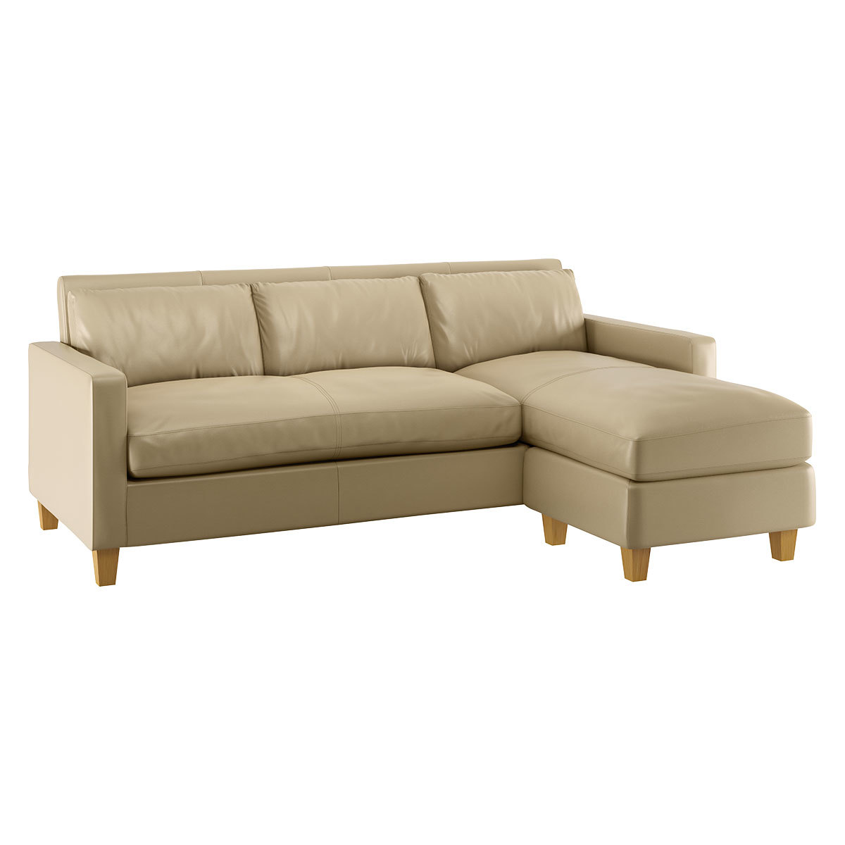 Chester Light Brown Leather 3 Seater Chaise Sofa, Dark Feet, Light Brown – image 4