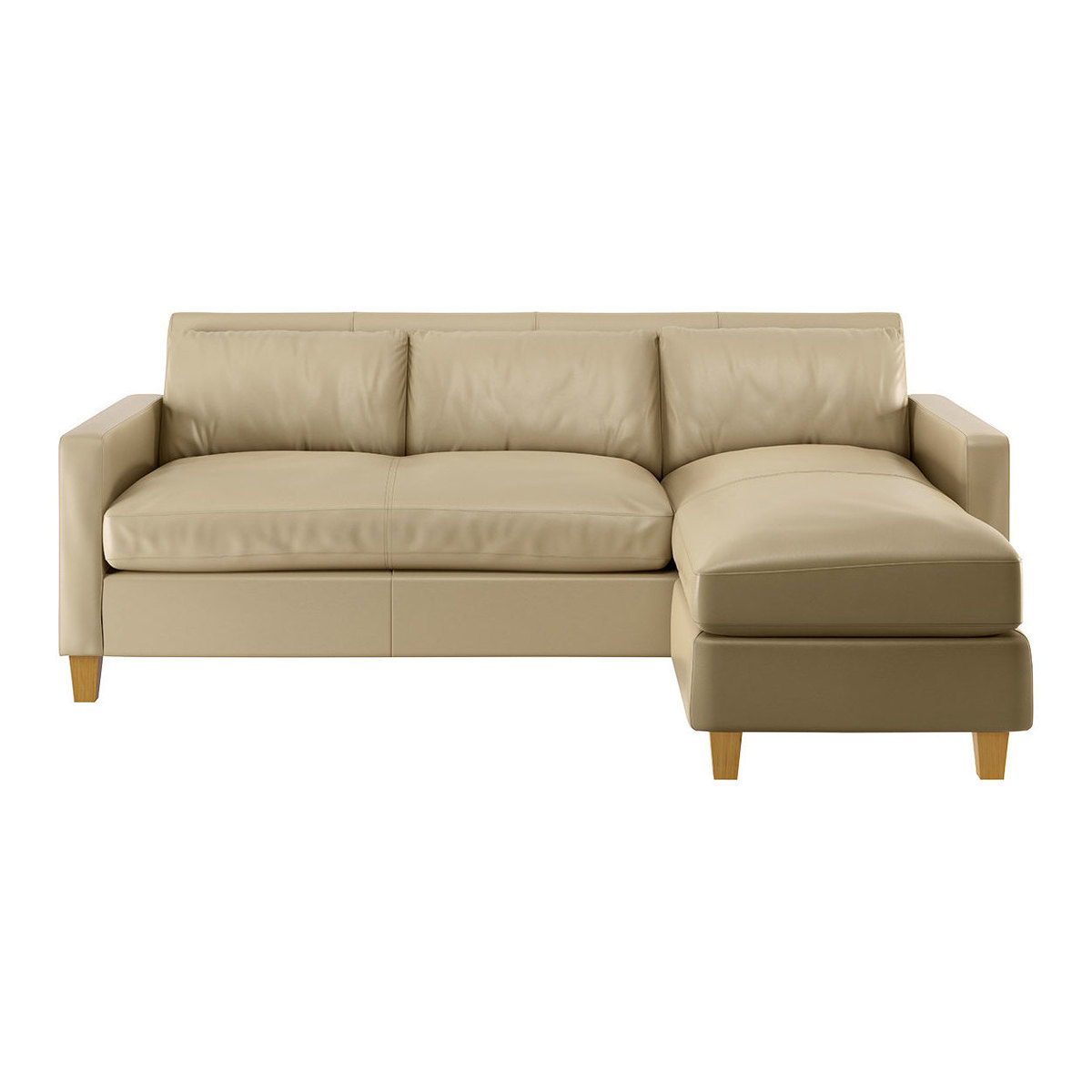 Chester Light Brown Leather 3 Seater Chaise Sofa, Dark Feet, Light Brown – image 1