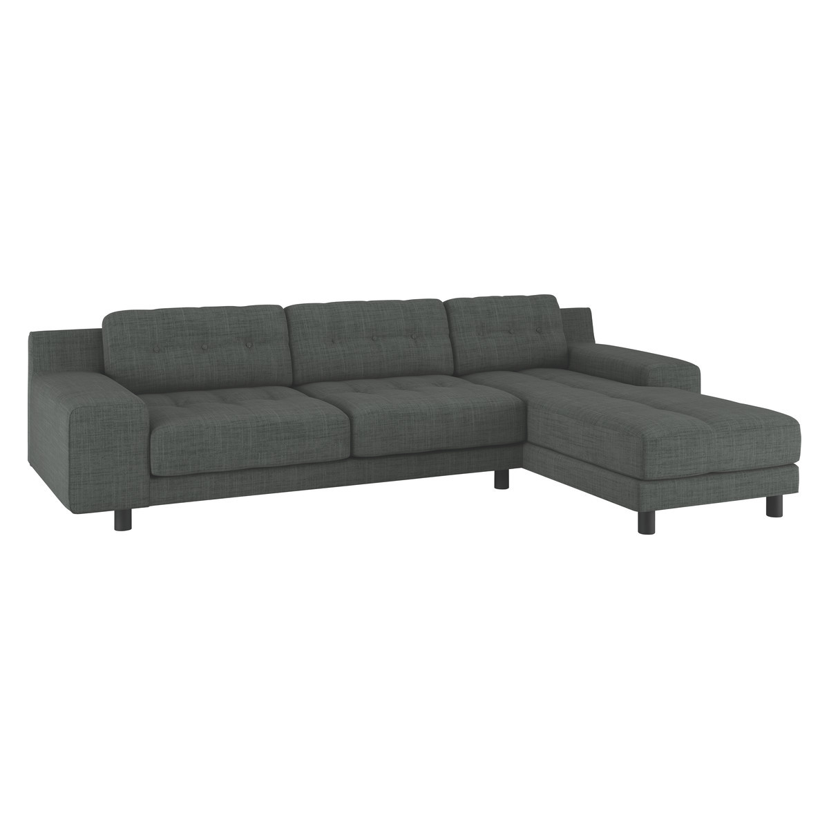 Hendricks Charcoal Grey Italian Woven FaBric Right Arm Chaise Sofa, Charcoal – image 3