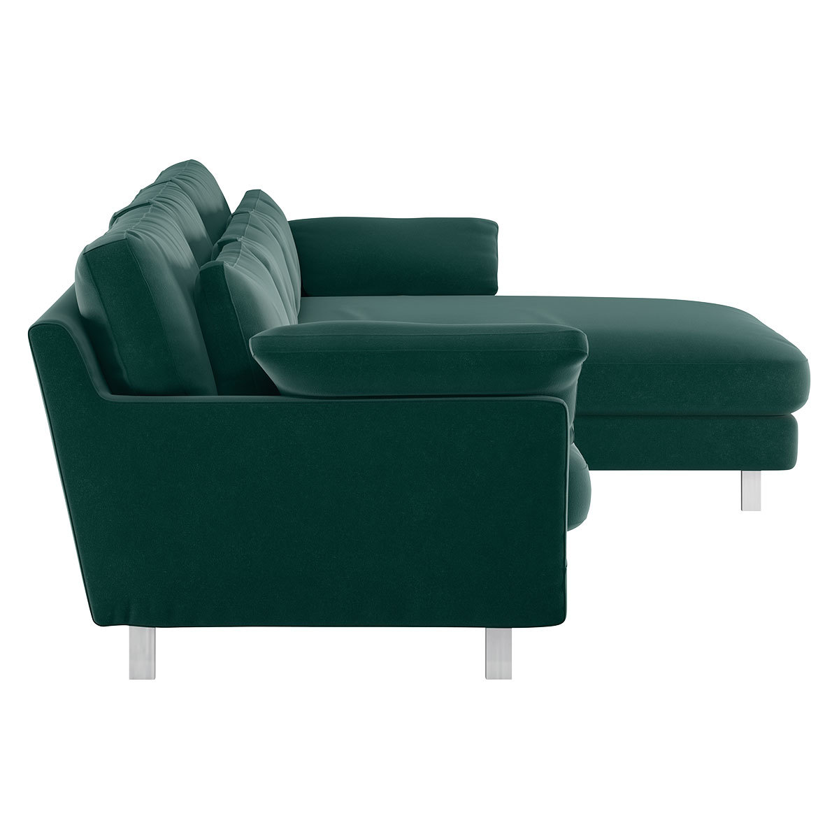 Cuscino Emerald Green Velvet Right-Arm Chaise Sofa, Green – image 4