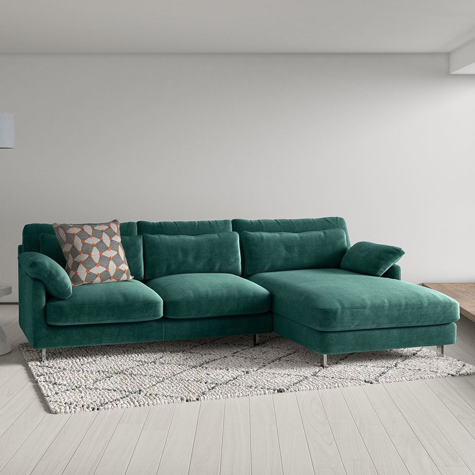 Cuscino Emerald Green Velvet Right-Arm Chaise Sofa, Green – image 8