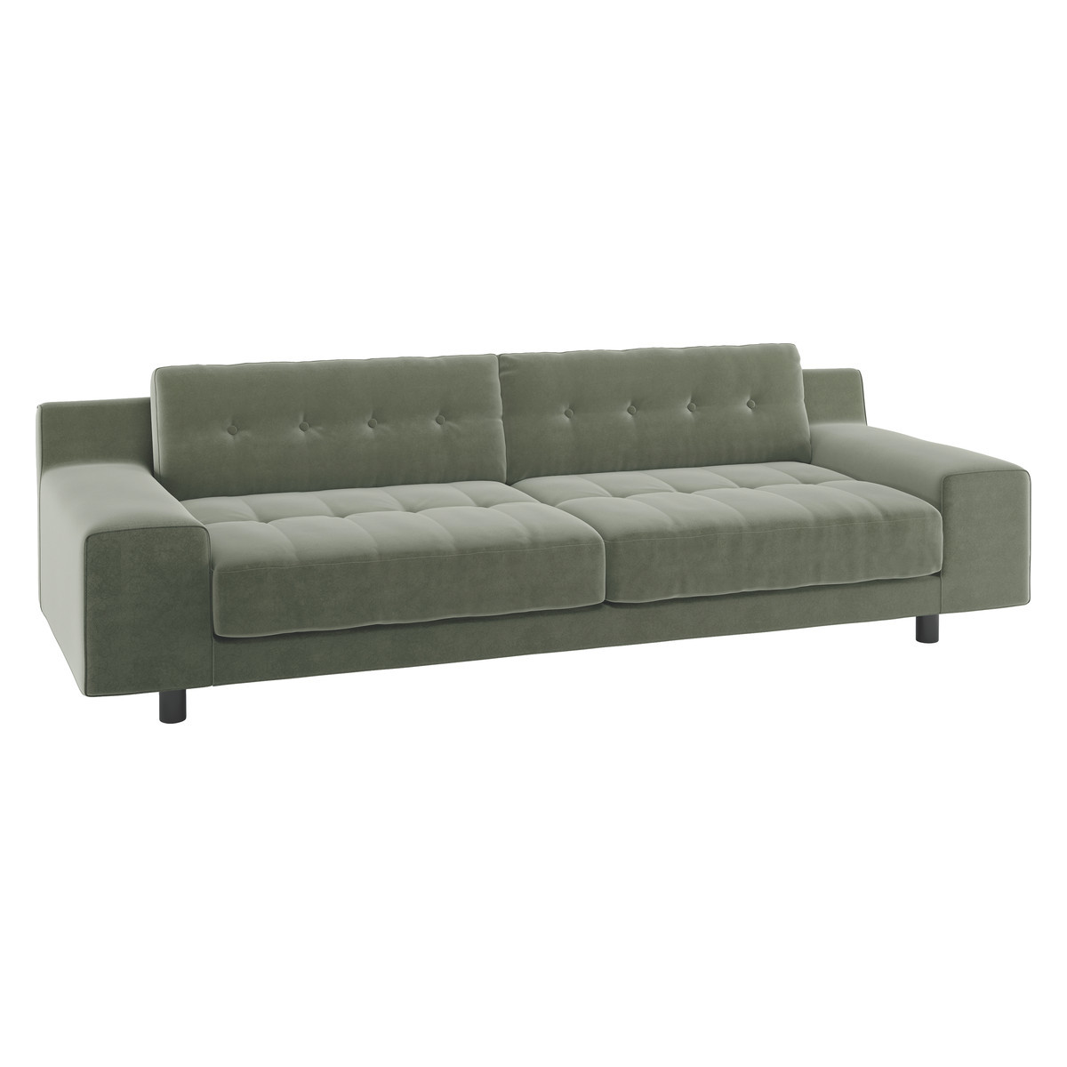 Hendricks Sage Green Velvet 4 Seater Sofa, Green Green – image 3